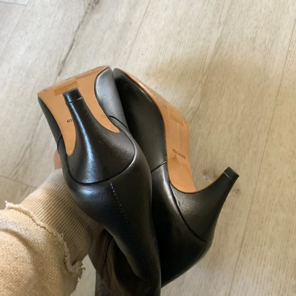 Dolce Vita Black Leather Pointed‎ Toe Ankle Boots Kitten Heel Made in Brazil 6.5